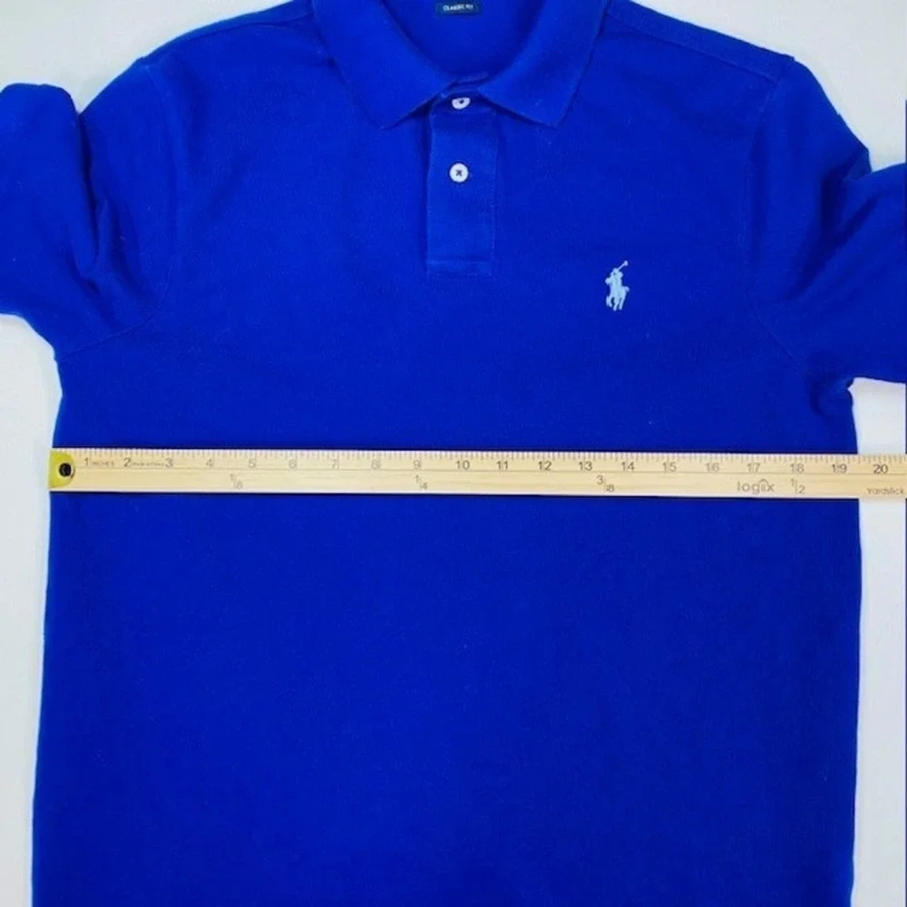 Polo Ralph Lauren Mens Classic Fit Cotton Mesh Polo Shirt Royal Blue Medium Logo